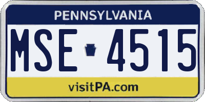 PA license plate MSE4515