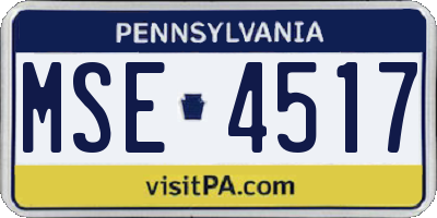 PA license plate MSE4517