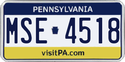 PA license plate MSE4518