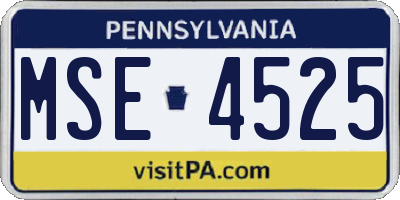 PA license plate MSE4525
