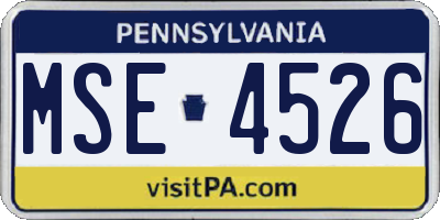 PA license plate MSE4526