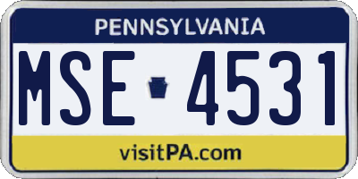 PA license plate MSE4531