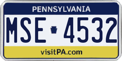 PA license plate MSE4532
