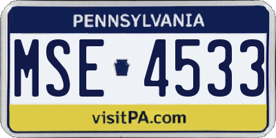 PA license plate MSE4533