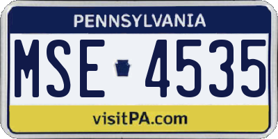 PA license plate MSE4535