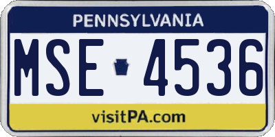 PA license plate MSE4536