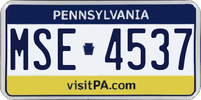 PA license plate MSE4537