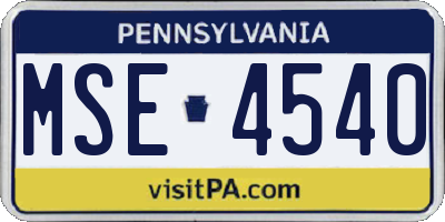 PA license plate MSE4540