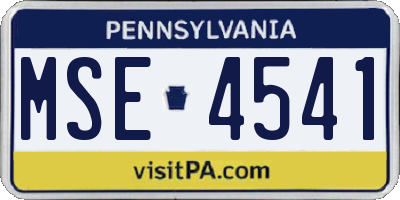 PA license plate MSE4541