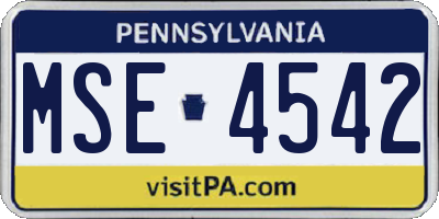 PA license plate MSE4542