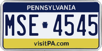 PA license plate MSE4545