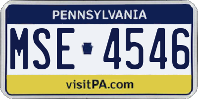PA license plate MSE4546