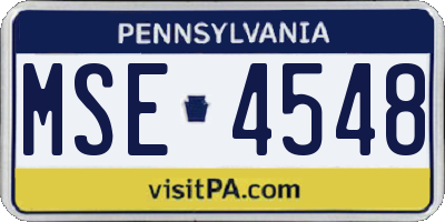 PA license plate MSE4548