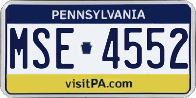 PA license plate MSE4552