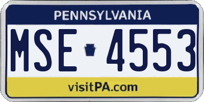 PA license plate MSE4553