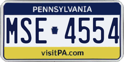 PA license plate MSE4554