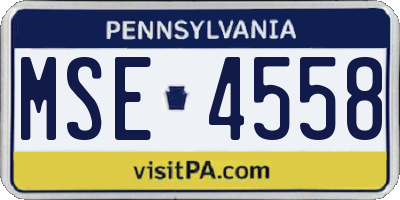 PA license plate MSE4558