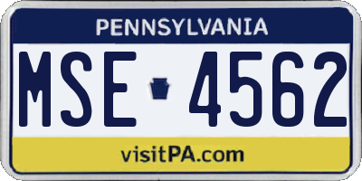 PA license plate MSE4562