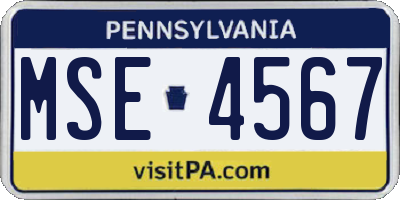 PA license plate MSE4567