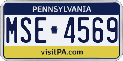 PA license plate MSE4569