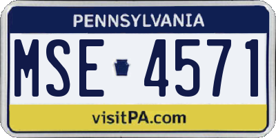 PA license plate MSE4571