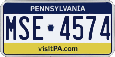 PA license plate MSE4574