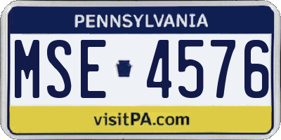 PA license plate MSE4576