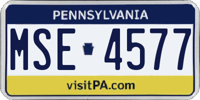 PA license plate MSE4577