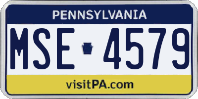 PA license plate MSE4579