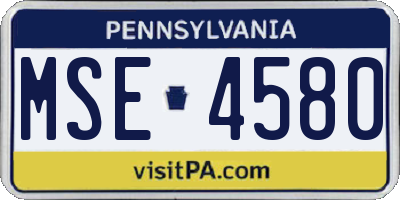 PA license plate MSE4580