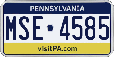 PA license plate MSE4585