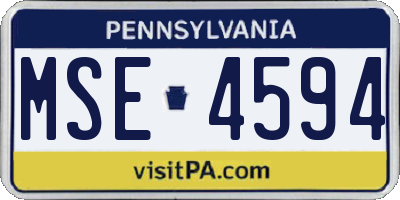 PA license plate MSE4594