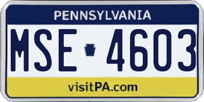 PA license plate MSE4603