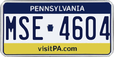 PA license plate MSE4604