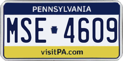 PA license plate MSE4609