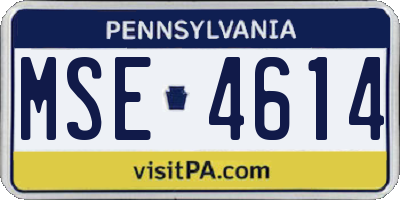 PA license plate MSE4614