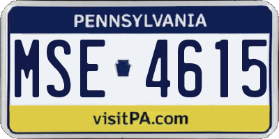 PA license plate MSE4615