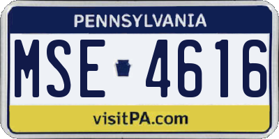 PA license plate MSE4616