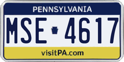 PA license plate MSE4617