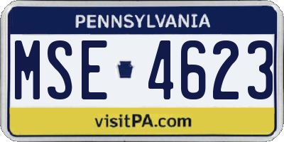 PA license plate MSE4623