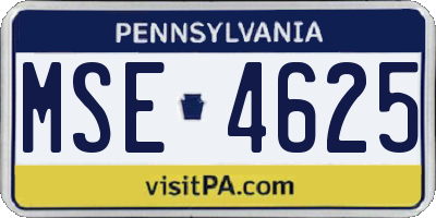 PA license plate MSE4625