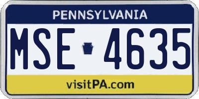 PA license plate MSE4635