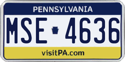 PA license plate MSE4636
