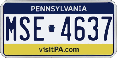 PA license plate MSE4637