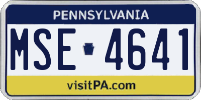 PA license plate MSE4641