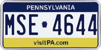 PA license plate MSE4644
