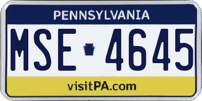 PA license plate MSE4645