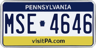 PA license plate MSE4646