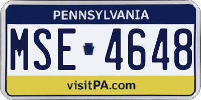 PA license plate MSE4648
