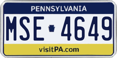 PA license plate MSE4649